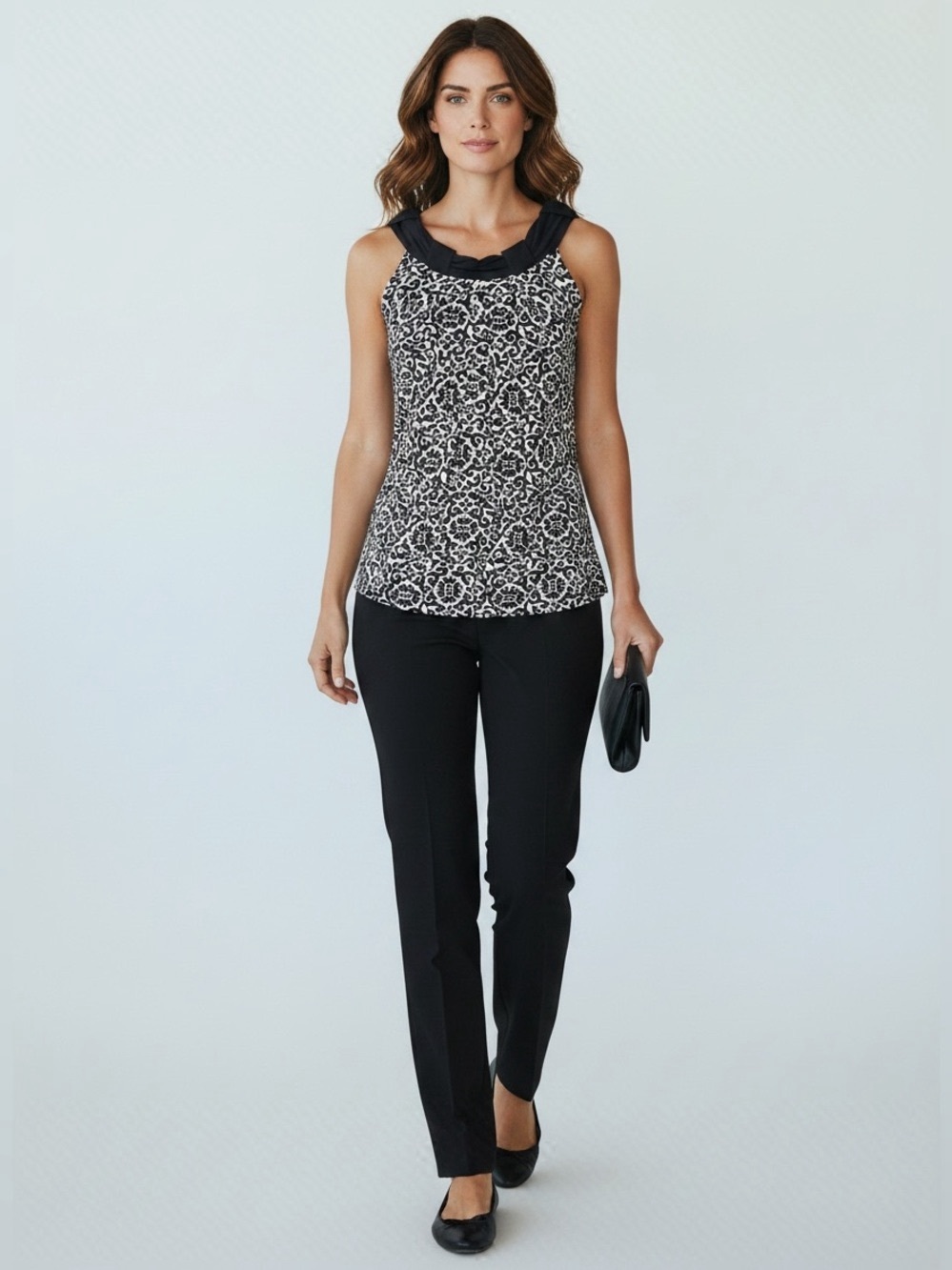 White House Black Market Tank Top Pleated Sleeveless Blouse XS